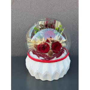 ÖZEL BÜYÜK ÜÇLÜ IŞIKLI KIRMIZI SOLMAYAN GÜL